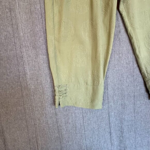 Citron Santa Monica Sage Green 100% Silk Pull On Crop Pull On Pants Size 2X - Picture 6 of 8